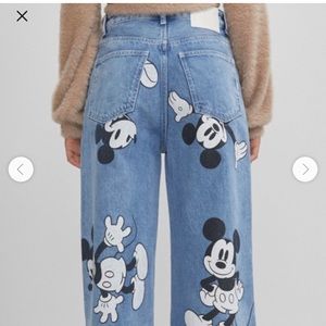 Bershka | Jeans | Bershka Disney Mickey Mouse Wide Leg Jeans | Poshmark